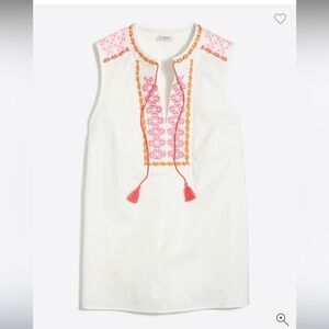J. Crew White Top with Pink and Orange Embroidery